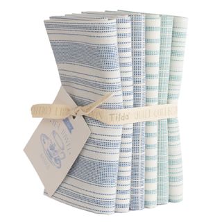 TILDA WOVEN TEA TOWEL FQ BUNDLE BLUE/TEAL