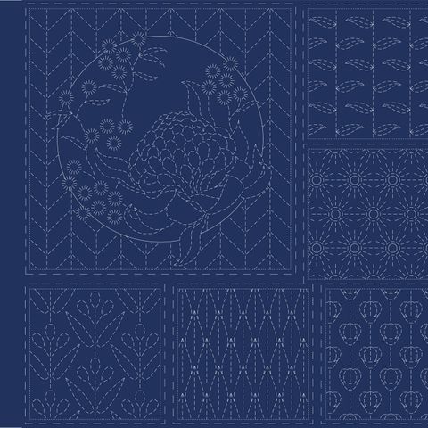 BOTANICAL SASHIKO PANEL NAVY