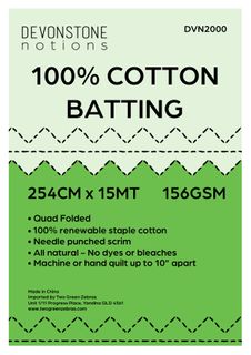 BATTING COTTON 100% 254CM 156GSM 15MT