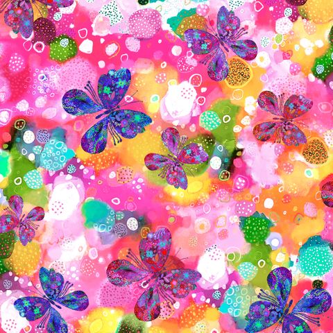 COLOR BURST RAINBOW BUTTERFLY ALLOVER