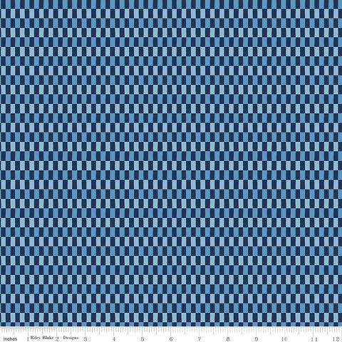 BLUE BLOOMS & THREADS  CHECKS NAVY