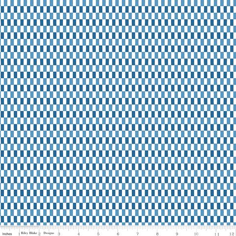 BLUE BLOOMS & THREADS  CHECKS WHITE