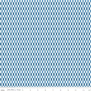 BLUE BLOOMS & THREADS  CHECKS WHITE