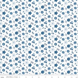 BLUE BLOOMS & THREADS  FLORAL WHITE