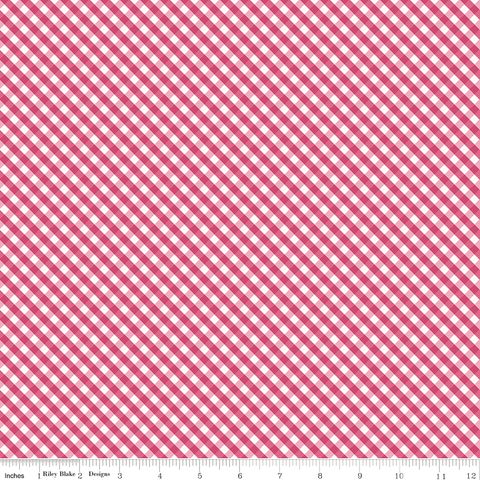 HYDRANGEAS IN THE GARDEN GINGHAM RASPBERRY