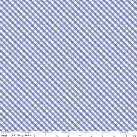 HYDRANGEAS IN THE GARDEN GINGHAM PERIWINKLE