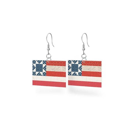 LEATHER FLAG EARRINGS INDEPENDENCE