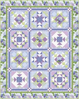 SHABBY FABRICS BOUQUET OF HYDRANGEAS BLOCK OF THE