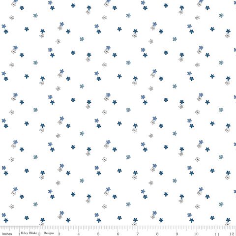 BLUE BLOOMS & THREADS  DITZY WHITE