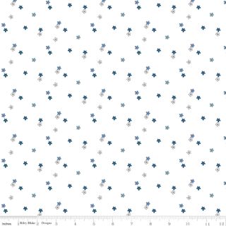 BLUE BLOOMS & THREADS  DITZY WHITE