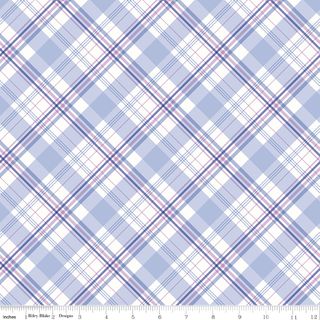 HYDRANGEAS IN THE GARDEN PLAID BLUE