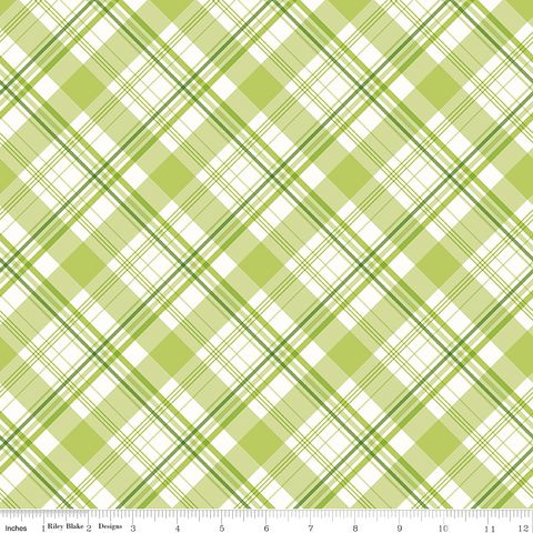 HYDRANGEAS IN THE GARDEN PLAID GREEN
