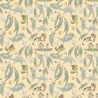 MAY GIBBS GARDEN PLAYTIME MUSLIN YELLOW
