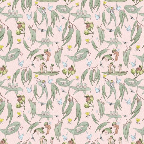 MAY GIBBS GARDEN PLAYTIME MUSLIN PINK