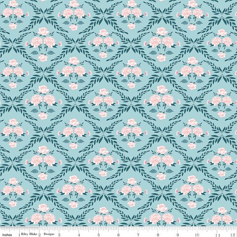 CORRESPONDENCE TRELLIS DAMASK AQUA