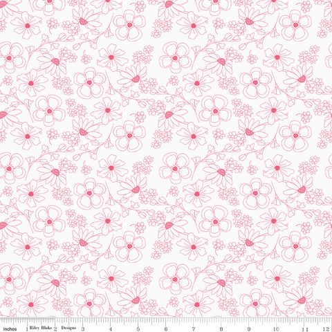 PAINTED PETALS OUTLINED FLOWERS WHITE