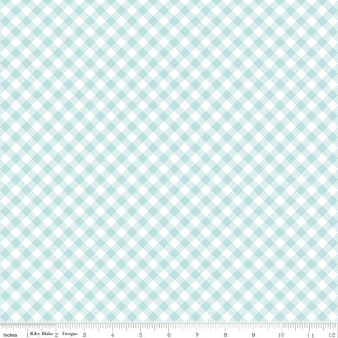 WHIMSICAL WOODLAND DIAGONAL GINGHAM AQUA