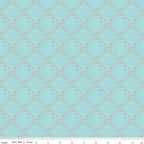 WHIMSICAL WOODLAND LATTICE AQUA