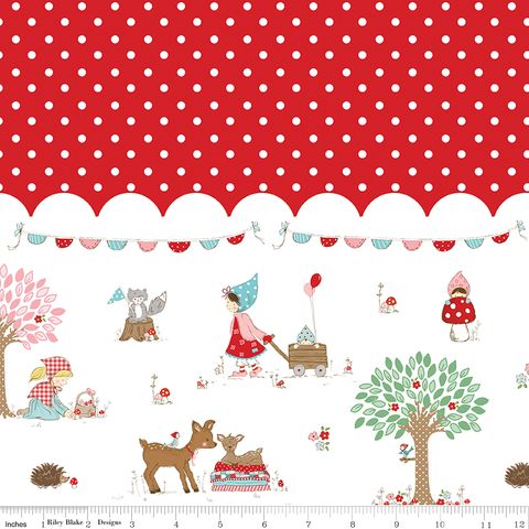 WHIMSICAL WOODLAND BORDER PRINT RED