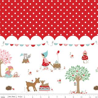WHIMSICAL WOODLAND BORDER PRINT RED