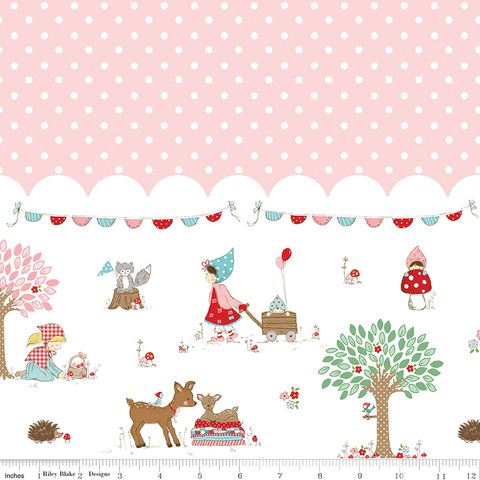 WHIMSICAL WOODLAND BORDER PRINT PINK
