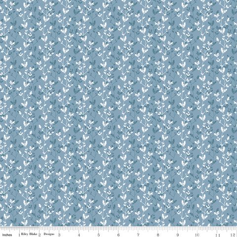 DAYBREAK ON THE PRAIRIE SILHOUETTE FLORAL BLUE