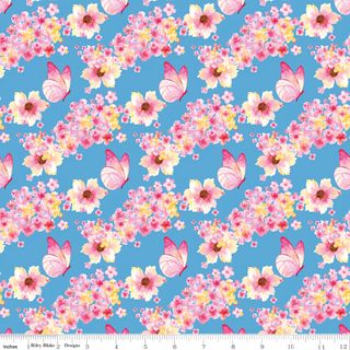 PAINTED PETALS BUTTERFLY FLORAL BLUE