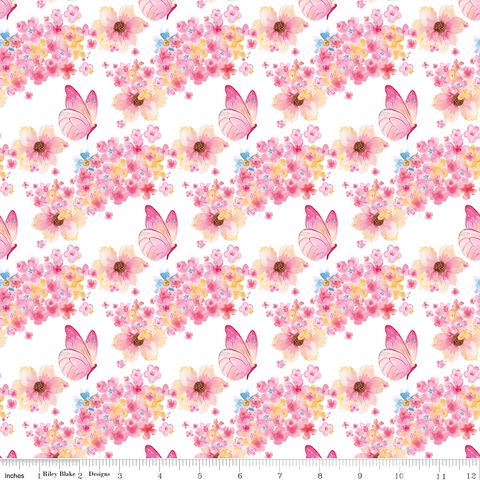 PAINTED PETALS BUTTERFLY FLORAL WHITE