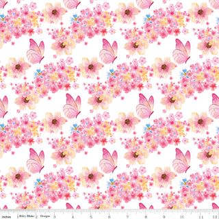 PAINTED PETALS BUTTERFLY FLORAL WHITE