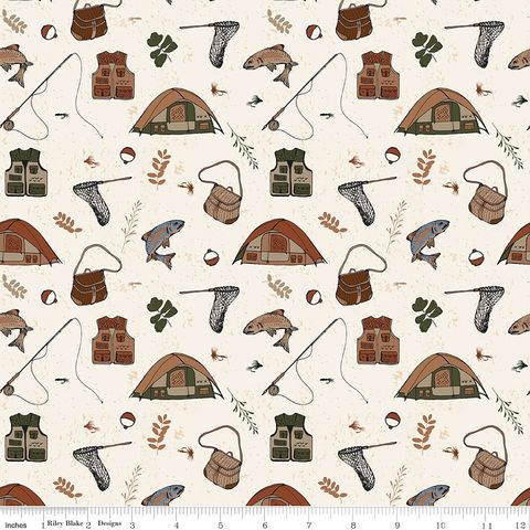 FLANNEL LET'S WANDER GONE FISHING CREAM