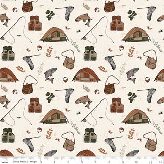 FLANNEL LET'S WANDER GONE FISHING CREAM