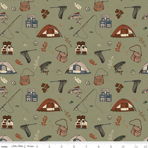 FLANNEL LET'S WANDER GONE FISHING SAGE