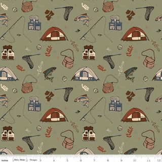 FLANNEL LET'S WANDER GONE FISHING SAGE