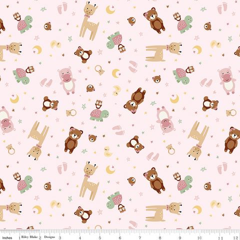 FLANNEL BABY GIRL ANIMAL TOSS PINK