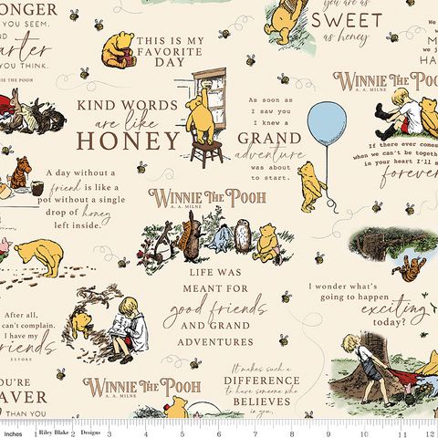 FLANNEL WINNIE THE POOH QUOTES CREAM