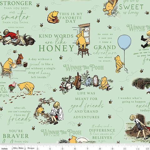 FLANNEL WINNIE THE POOH QUOTES GREEN