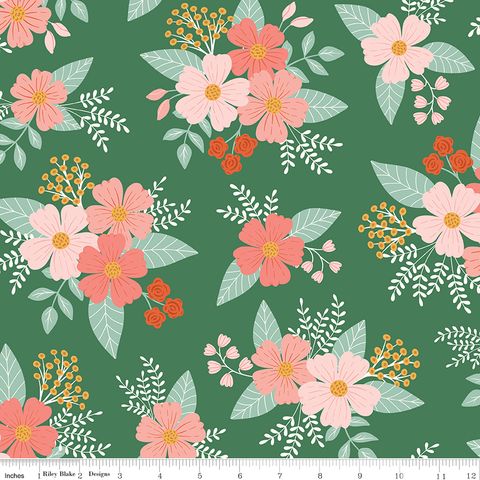 FLANNEL MEADOW MOMENTS FLORAL GREEN