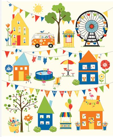 SUMMER'S IN TOWN 35 1/2" X 43 1/2" PANEL