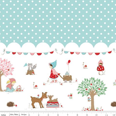 WHIMSICAL WOODLAND BORDER PRINT AQUA
