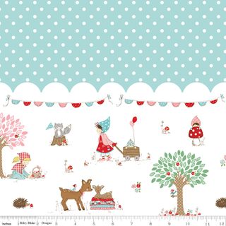 WHIMSICAL WOODLAND BORDER PRINT AQUA