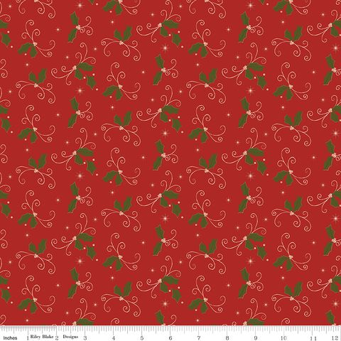 CHRISTMAS GREETINGS HOLLY RED