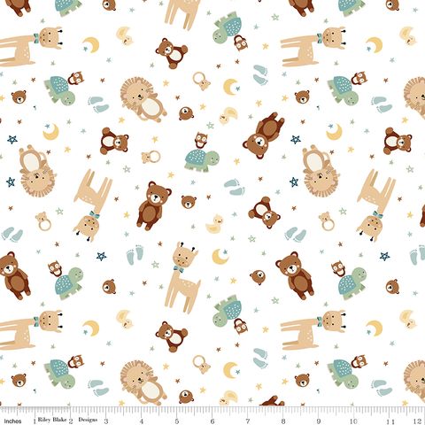 FLANNEL BABY BOY ANIMAL TOSS WHITE