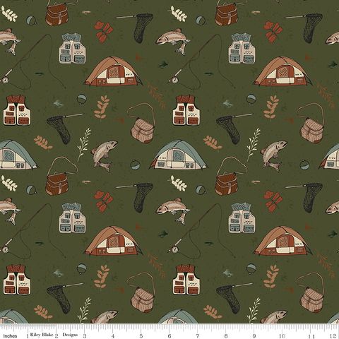 FLANNEL LET'S WANDER GONE FISHING FOREST