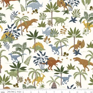 FLANNEL CRETACEOUS JUNGLE DINOS OFF WHITE