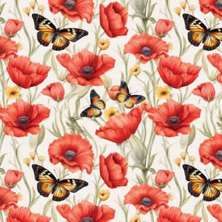 WIDELOADS 108" POPPY + BUTTERFLIES