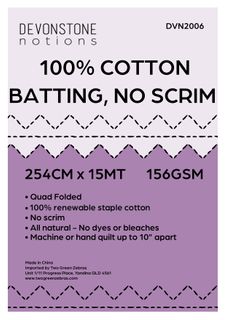 BATTING COTTON 100% 254CM 156GSM 15MT