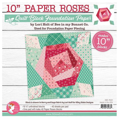 ITS SEW EMMA 10" PAPER ROSE  QUILT BLOCK PAPER