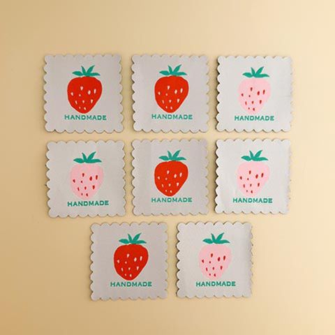 MINKI KIM SCALLOPED STRAWBERRY WOVEN LABELS
