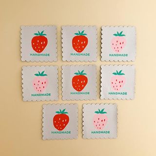 MINKI KIM SCALLOPED STRAWBERRY WOVEN LABELS