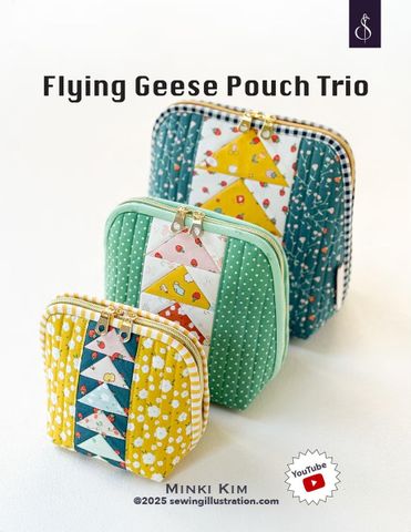 MINKI KIM FLYING GEESE POUCH TRIO PATTERN